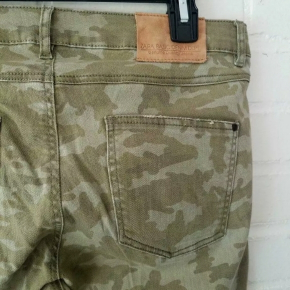 ZARA Green Camo Camouflage light Skinny Jean EUC 8 - Picture 2 of 6